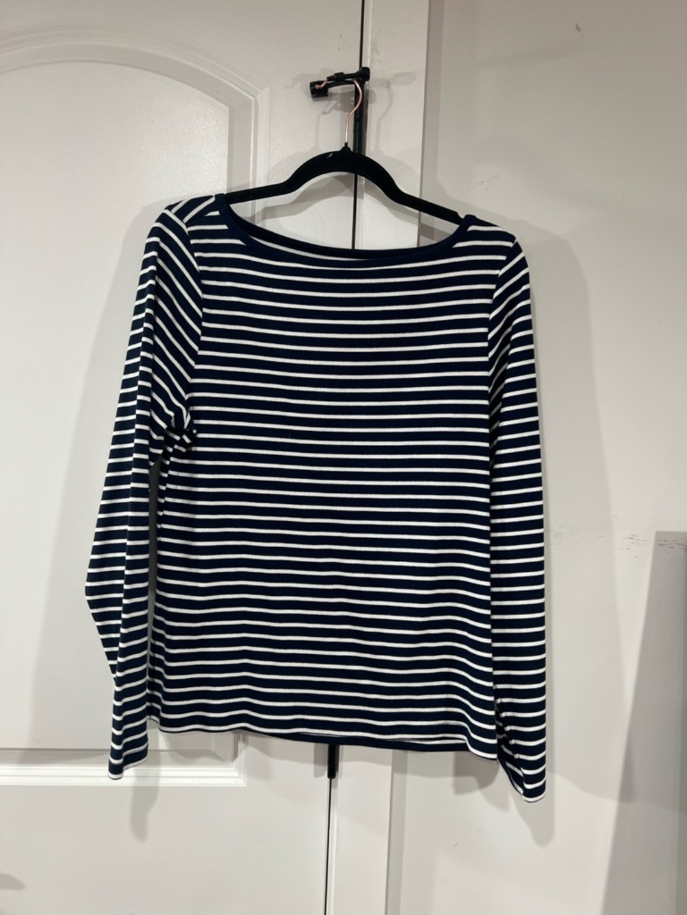 Blue and white striped long sleeve T shirt from Old Navy